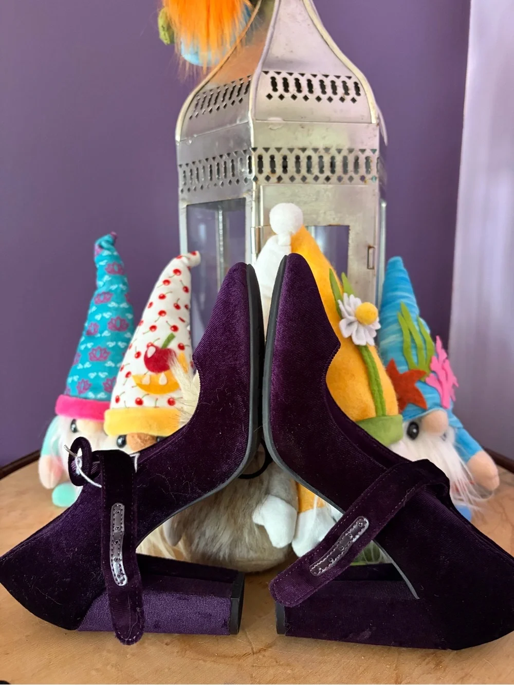 Christian Siriano Purple Velvet Mary Jane Block Heels - Picture 6 of 6